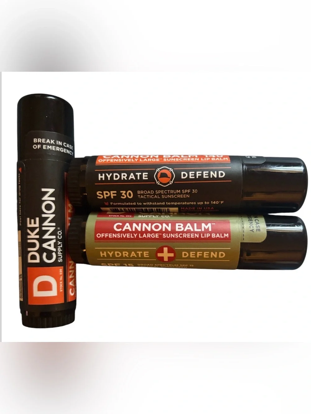 Duke Cannon BUNDLE Bloody Knuckles Hand Repair Balm Cannon Balm 140’ Sunscreen 3